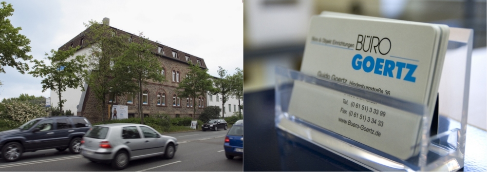 Büro-Goertz Darmstadt Geschäftshaus Gebäude und Visitenkarten Kombibild